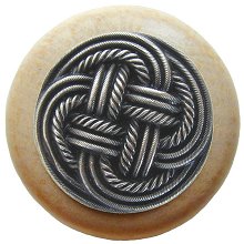 Notting Hill NHW-739N-AP Classic Weave Wood Knob in Antique Pewter/Natural wood finish